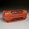 Chinese tianqi lacquer scholars box and cover