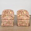 Pair custom chintz upholstered lounge chairs