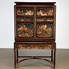 Chinese Export carved lacquered cabinet on stand
