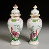 Pair Chelsea Porcelain lidded baluster vases
