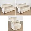 (3) Piece custom silk upholstered seating