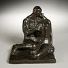 Oscar Han, dark bronze sculpture, 1923