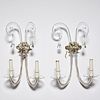 Elegant pair Art Deco glass and silvered sconces