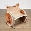 Primitive Modern wood low chair