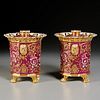 Nice pair Paris porcelain bough pot potpourri urns