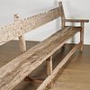 Very large Continental carved pine settle