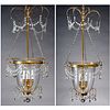 Pair Baltic Neoclassical style bell jar lanterns
