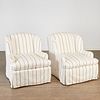 Pair Designer custom swivel lounge chairs