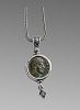 Ancient Roman Constantine Bronze coin set in a Silver Necklace.