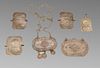 Lot of 6 Middle Eastern Islamic Silver Plaque Pendants with Arabic. 