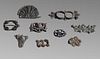 Lot of 9 English Pewter Ring Brooch ornaments c.16th cent. 