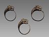 Lot of 3 Victorian Gilded Bronze lion Rings.