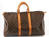 Louis Vuitton Brown Monogram Coated Canvas 45 Keepall Travel Bag, the vachetta leather straps with golden brass hardware, opening to...