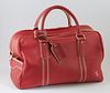 Louis Vuitton Red Leather Tobago Carryall Shoulder Bag, with double red leather handles and golden brass hardware, the interior of t...