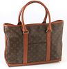 Louis Vuitton Brown Monogram Coated Canvas PM Sac Weekend Shoulder Bag, the exterior with dark brown leather accents and straps with...