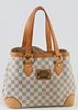 Louis Vuitton Ivory Damier Azur Coated Canvas PM Hampstead Shoulder Bag, the vachetta leather accents and straps with golden brass h...