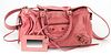 Balenciaga Light Pink Distressed Leather Maxy Twiggy Shoulder Bag, the exterior with aged brass hardware and a front zip compartment...