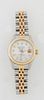Lady's Rolex 18K Yellow Gold and Stainless Steel Oyster Perpetual Datejust Wristwatch, with diamond mounted chapter marks and a moth...