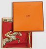 Hermes 'Jumping' Silk Scarf, by Philippe Ledoux, first issued in 1971, featuring a show jumping equestrian motif, with signature han...