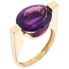 RING WITH AMETHYST. 14K YELLOW GOLD