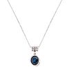 CHOKER AND PENDANT WITH SAPPHIRE. 14K WHITE GOLD