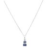 CHOKER AND PENDANT WITH SAPPHIRES AND DIAMONDS. 14K WHITE GOLD