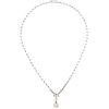 CHOKER WITH CULTURED PEARL AND DIAMONDS. 14K WHITE GOLD