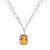 CHOKER AND PENDANT WITH CITRINE. 14K WHITE GOLD