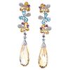 EARRINGS WITH TOPAZ, CITRINE, AMETHYSTS AND DIAMONDS. 14K WHITE GOLD
