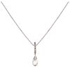 CHOKER AND PENDANT WITH TOPAZ AND DIAMOND. 14K WHITE GOLD