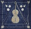 Hermes 'La Musique des Spheres' Silk Scarf, by Zoe Pauwels, first issued in 1988, featuring a viola on navy background, with signatu...