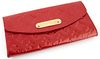 Louis Vuitton Flash Red Monogram Sunset Boulevard Shoulder Bag, now missing shoulder strap, with a golden brass logo accent, opening...