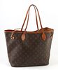 Louis Vuitton Brown Monogram Coated Canvas MM Neverfull Shoulder Bag, the vachetta leather straps with golden brass hardware, openin...