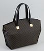 Celine Black Macadam Coated Canvas Zip Tote Handbag, with brass accents, opening to a large interior compartment with one zip pocket...
