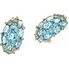 EARRINGS WITH TOPAZ AND DIAMONDS. 14K YELLOW GOLD