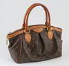 Louis Vuitton Tivoli PM Coated Canvas Brown Monogram Shoulder Bag, with vachetta double handles and gold hardware, the interior of t...
