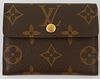 Louis Vuitton Card Organizer, the brown monogram coated canvas with golden brass snap, opening to three card compartments, with exte...