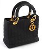 Christian Dior Black Cannage Canvas Lady Dior Handbag