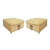 Pair of 1960s Square Ottomans in Casters and Solid Bras