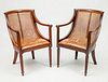 Pair of Regency Style Carved Mahogany Armchairs