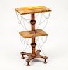 Victorian Style Fabric Upholstered Two-Tiered Spool Table