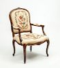 Louis XV Style Needlepoint Upholstered Fauteuil à la Reine