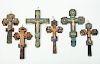 Assorted Group of Twelve Romanian Painted Wood Crosses, Early to Mid-20th Century
