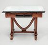 Enamel Metal-Top and Painted Oak Extension Dining Table