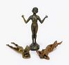 3 Viennese Bronze Lounging Nude Women Statues