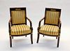 PR Mahogany and Brass Regency Style Arm Chairs