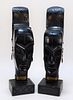 PR Carved Wood African Figural Bust Bookends