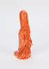 Exquisite Chinese Carved Coral Shoulao Statue
