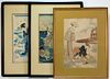 3 Japanese Geisha Woodblock Prints