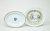 Chinese Export Famille Rose Porcelain Oval Platter and Platter with Fruit Compote